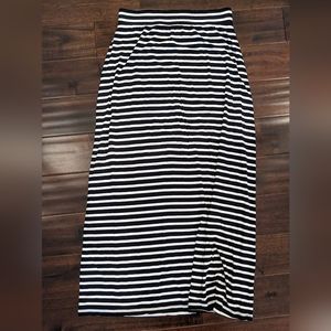 J Crew Maxi Skirt, Black and White Stripe, Size Small